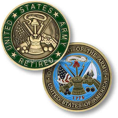 Custom High Quality Antique Brass 3D Embossed Gold Plated Large Coins