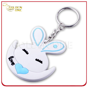 Fancy Style Embossed Printing Soft PVC Keychain with Mirror at Back