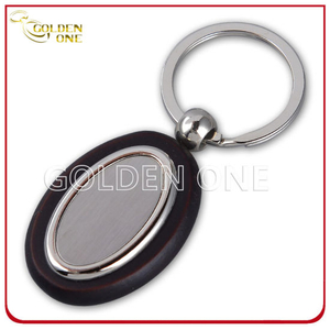 Fashion Style Wooden Key Chain with Oval Shape Metal