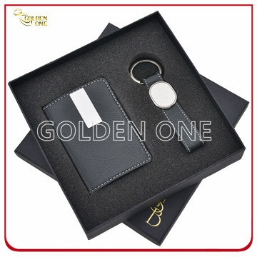 Luxury Leather Card Holder and Key Chain Gift Set