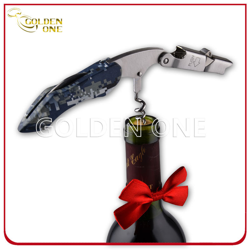 Patr&oacute;n de camuflaje Dise&ntilde;o plegable de acero inoxidable Sacacorchos de vino