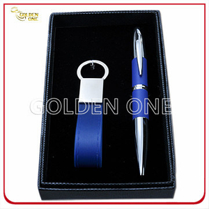 Custom PU Leather Key Chain and Click Pen Business Gift