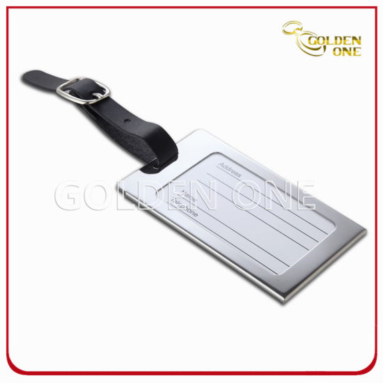 Superior Stainless Steel Metal Name Tag with Leather Strap