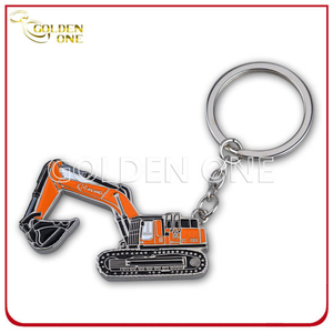 Novelty Design Excavator Shape Metal Keychain with Soft Enamel Finish