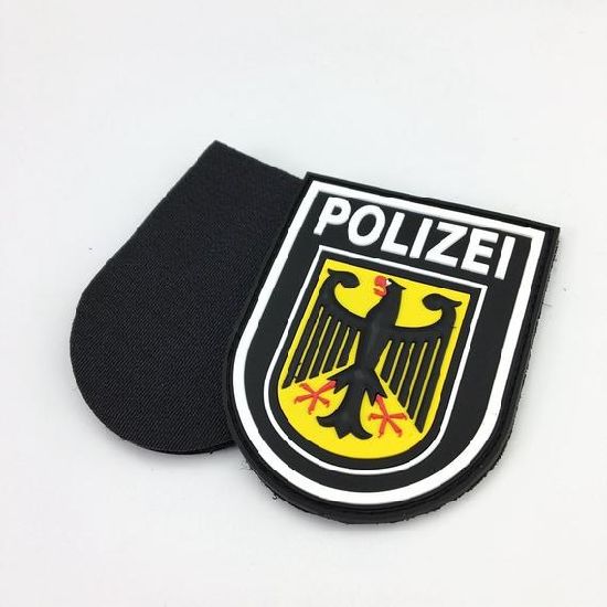 Customized Shield Shape Embossed Logo Soft PVC Patch