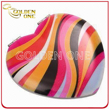Custom Digital Printed Colorful Heart Shape Compact Mirror